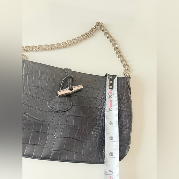 Longchamp Croc-Embossed Leather Shoulder Bag - Picture 12 of 13